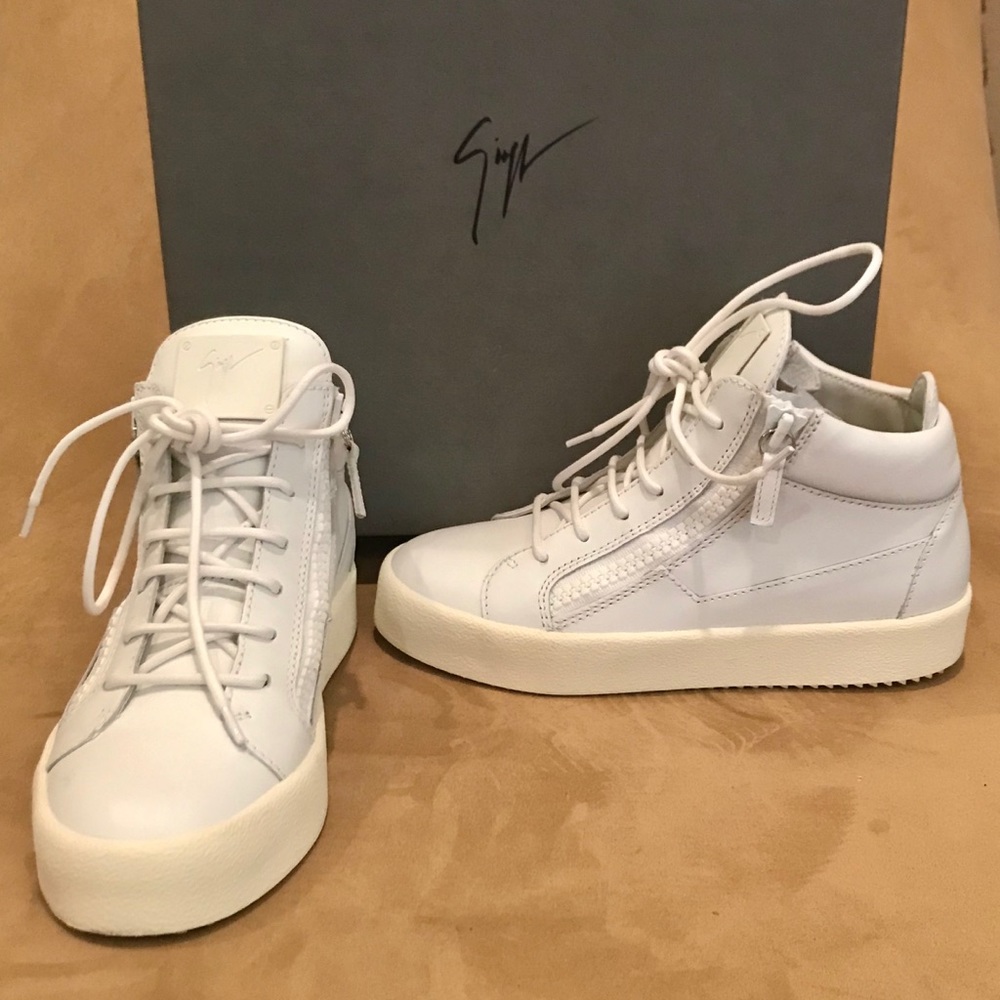 GIUSEPPE ZANOTTI-White Zip Up Sneakers